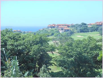 Beautiful ocean and golf course views, as seen from the Zimbali Holiday Home's Baluwatu villa