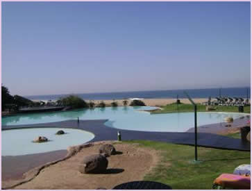 The communal pool of the Zimbali Coastal Resort, which overlooks the Indian Ocean